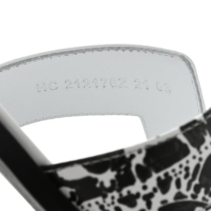 Hermes Calfskin Peinture Fraiche Oran Sandals 38 White Black 7 of 8