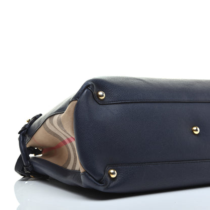Burberry Grainy Calfskin House Check Large Banner Tote Ink Blue 7 of 10