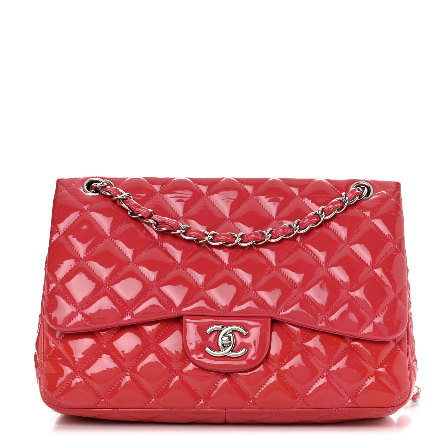 Patent Quilted Jumbo Double Flap Pink