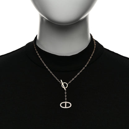 Hermes 18K Rose Gold Diamond GM Chaine D'Ancre Contour Pendant Necklace SH 2 of 5