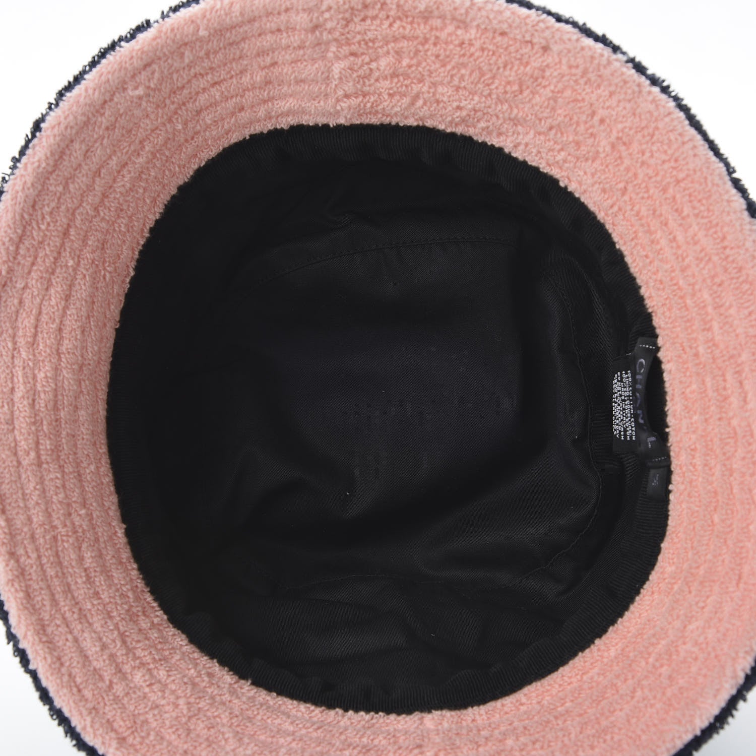 Chanel Cotton Terrycloth CC Cloche Bucket Hat M Navy Blue Pink 6 of 7