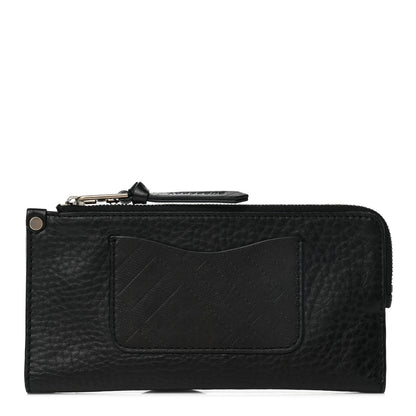 Burberry Signature Grain Calfskin Check Embossed Zip Wallet Black 1 of 11