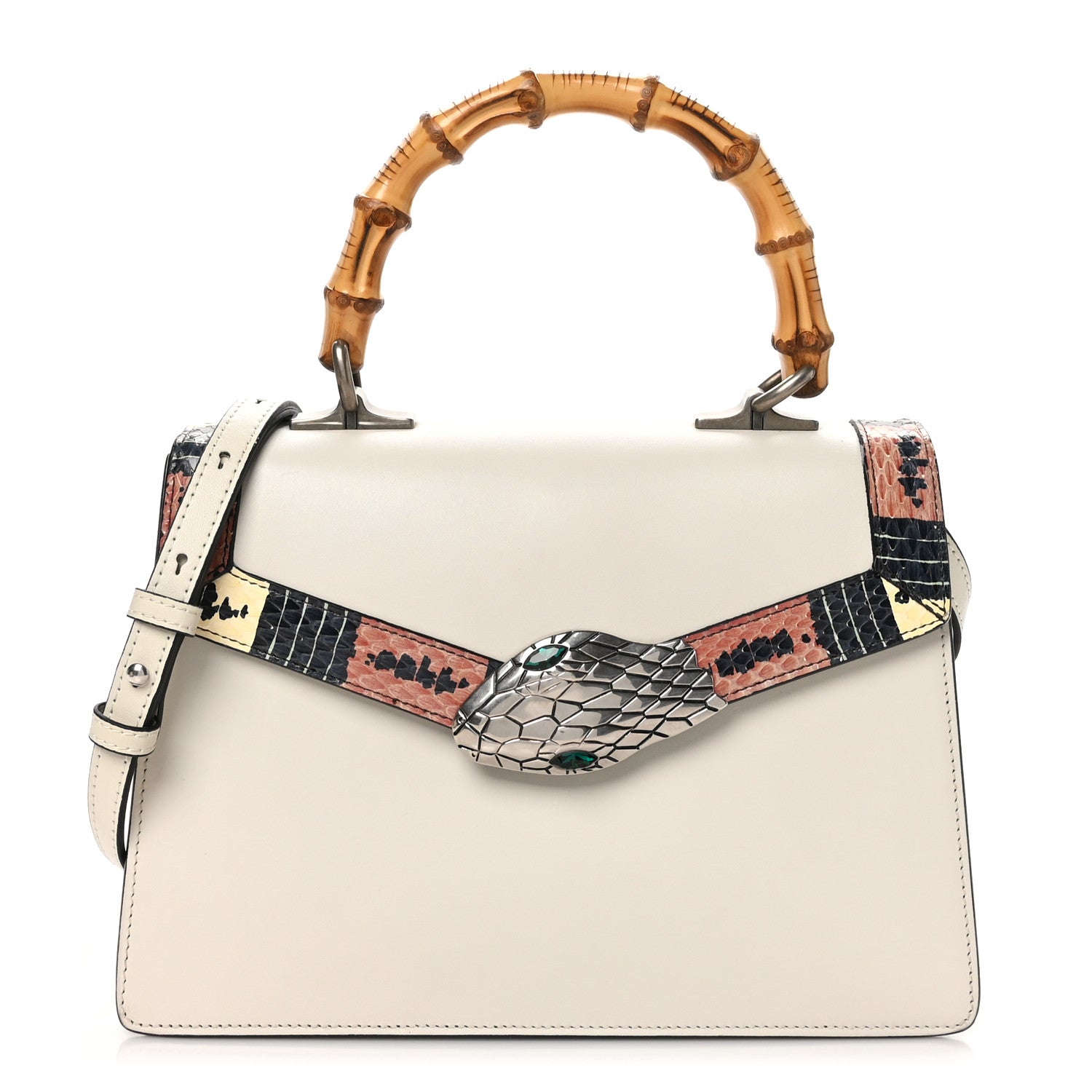 Gucci Calfskin Snakeskin Small Lilith Top Handle Bag White 1 of 10