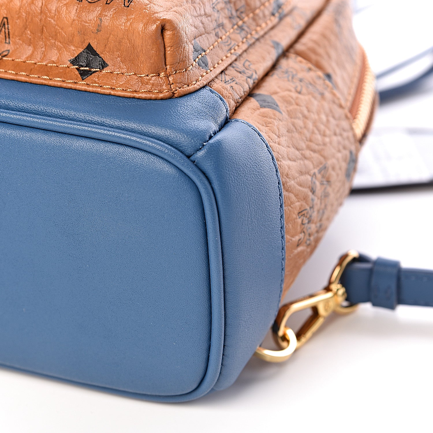 MCM Visetos X-Mini Stark Backpack Cognac Blue 10 of 10