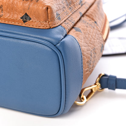 MCM Visetos X-Mini Stark Backpack Cognac Blue 10 of 10