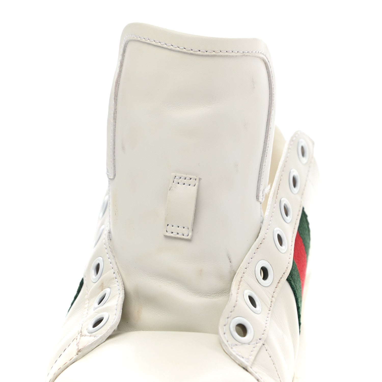 Gucci Calfskin Crocodile Web Womens Ace Sneakers 37 White Green 12 of 21