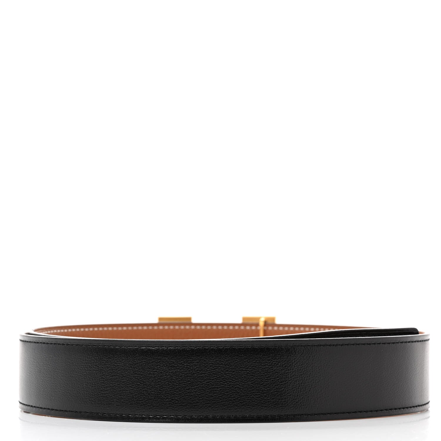 Hermes Box Togo 32mm H Belt 75 Black Gold 2 of 7