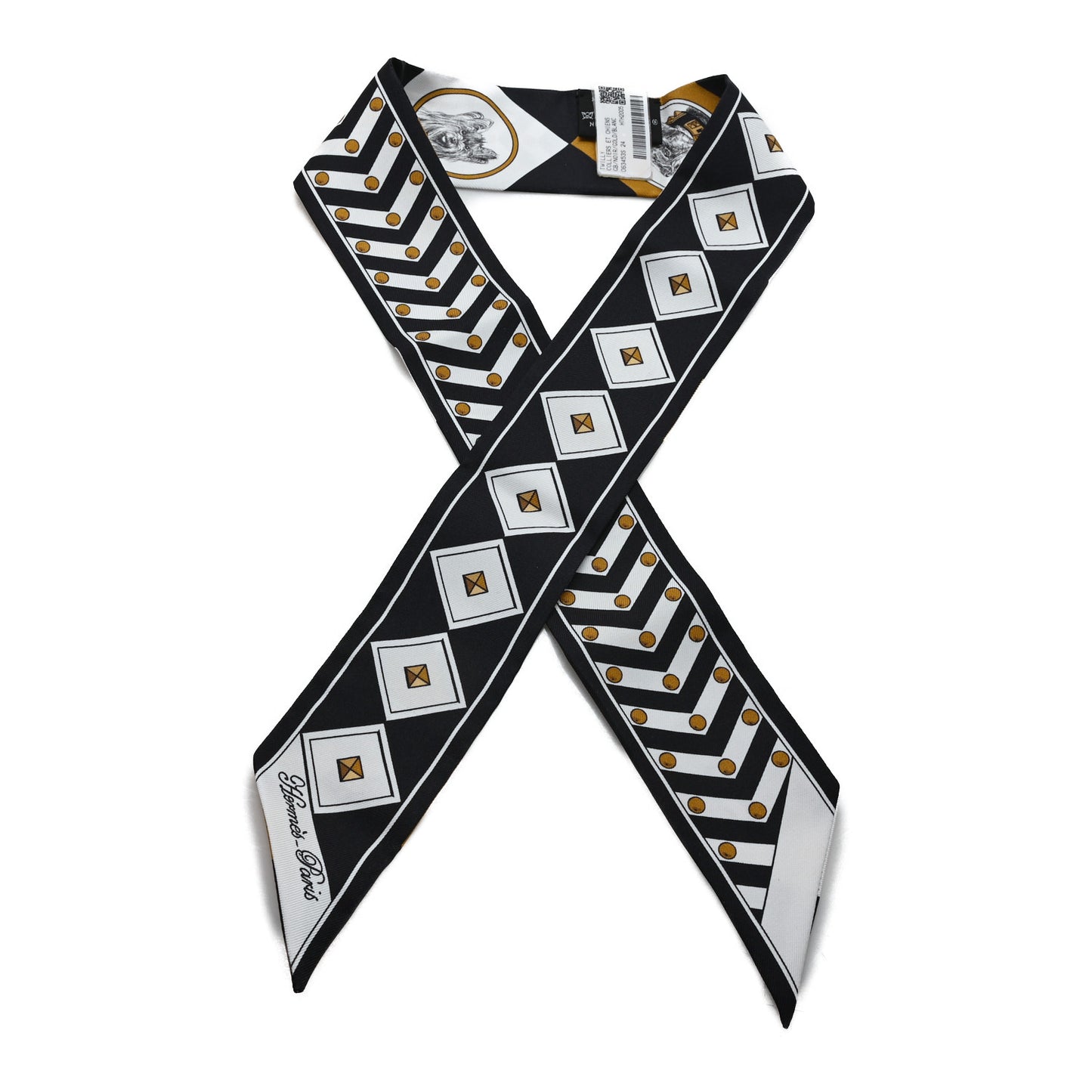 Silk Colliers Et Chiens Twilly Black Gold White