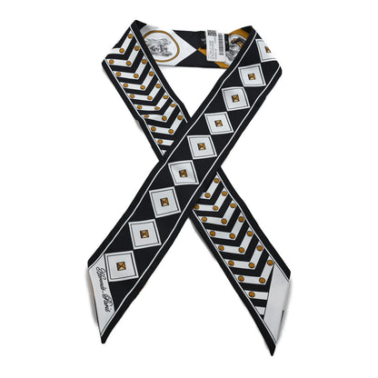 Hermes Silk Colliers Et Chiens Twilly Black Gold White 1 of 3