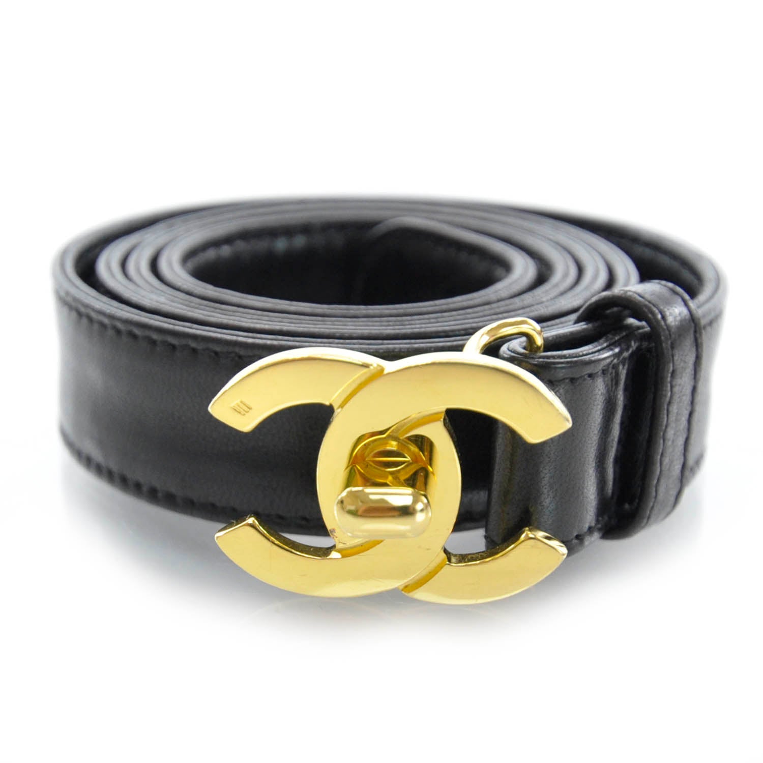 Chanel Leather CC Turnlock Belt 32 1 of 3