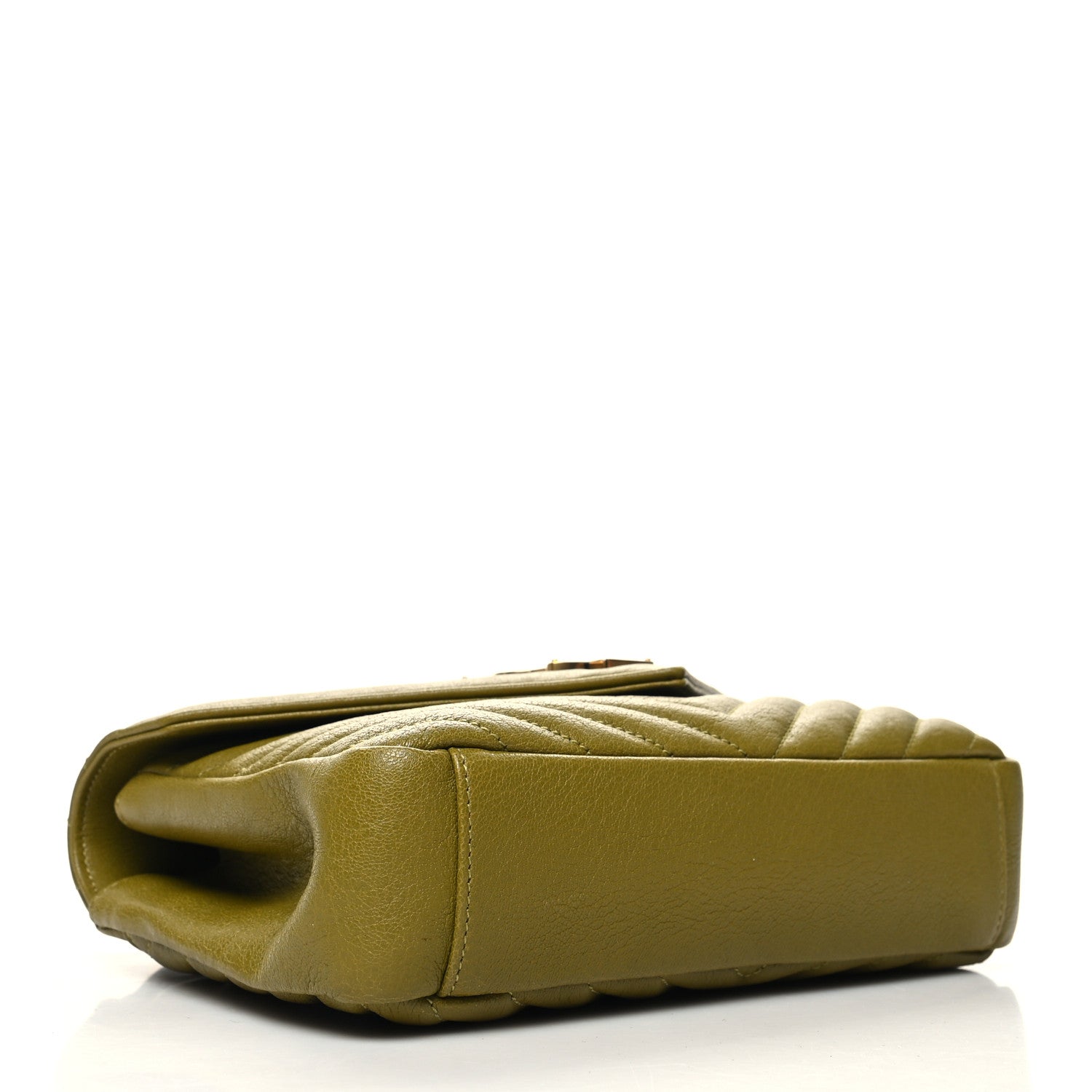 Saint Laurent Sheepskin Matelasse Chevron Monogram Medium College Bag Olive 3 of 10