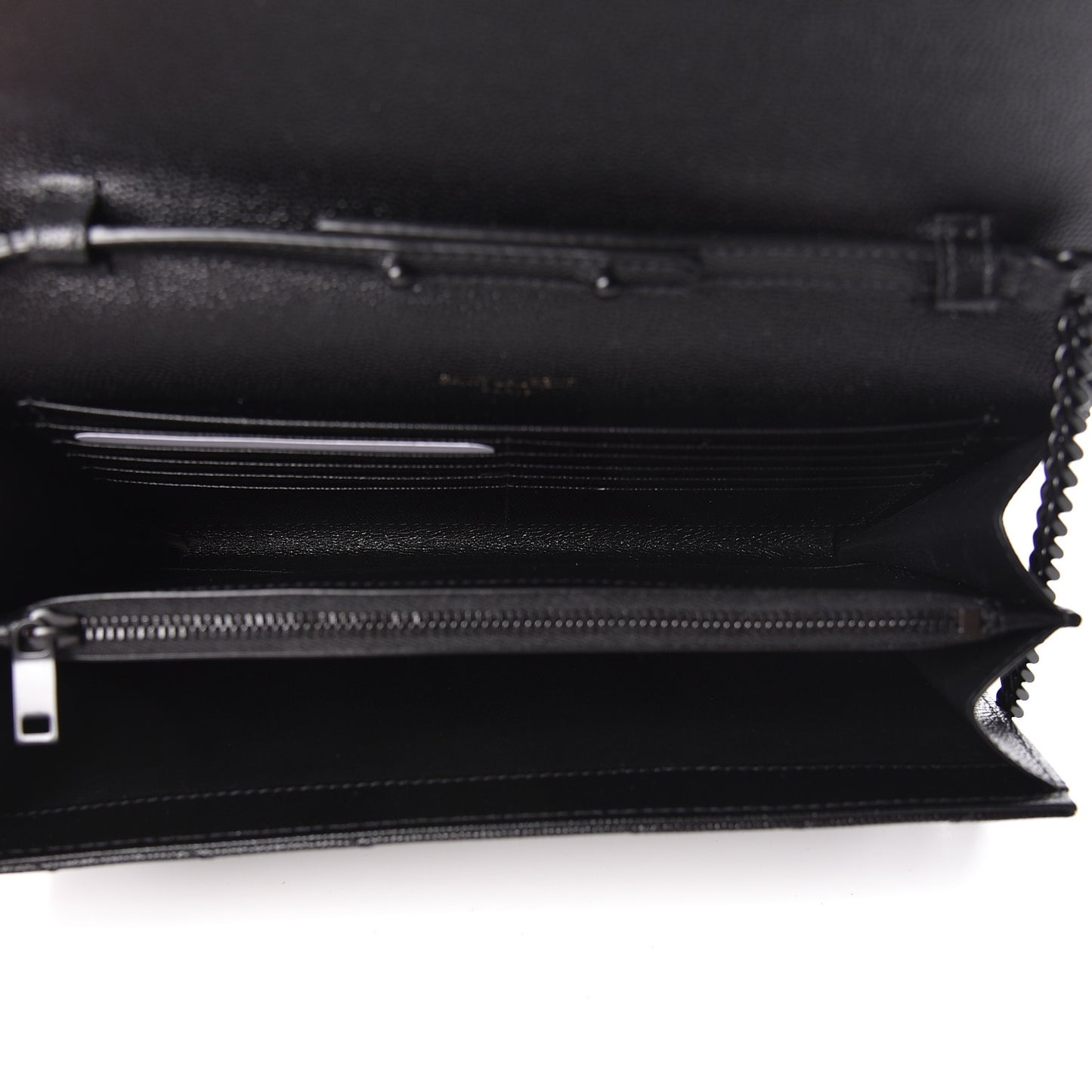 Grain De Poudre Matelasse Chevron Monogram Chain Wallet Black