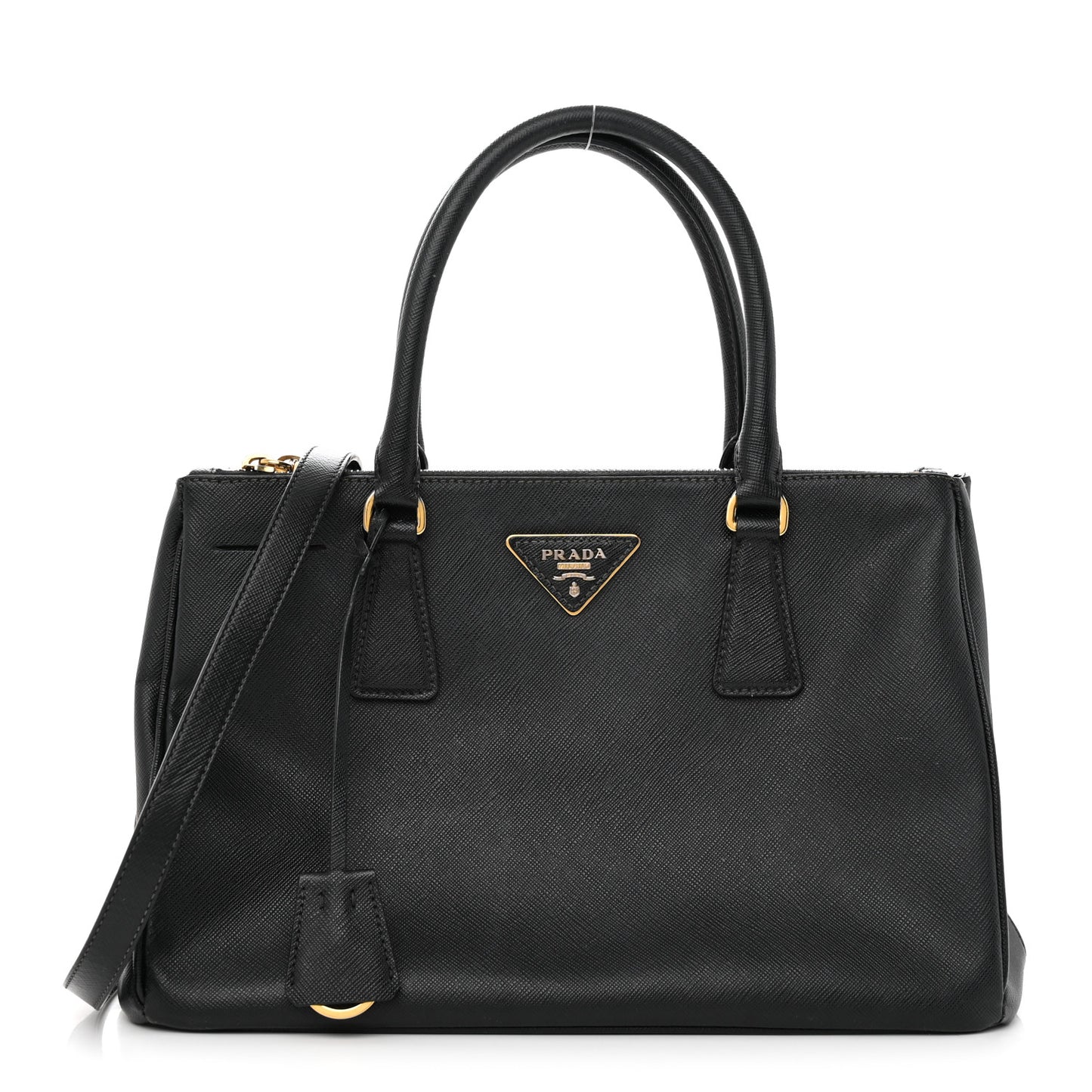 Saffiano Medium Galleria Double Zip Tote Black