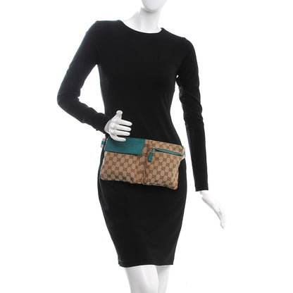 Gucci GG Monogram Web Double Pocket Belt Bag Turquoise 2 of 9