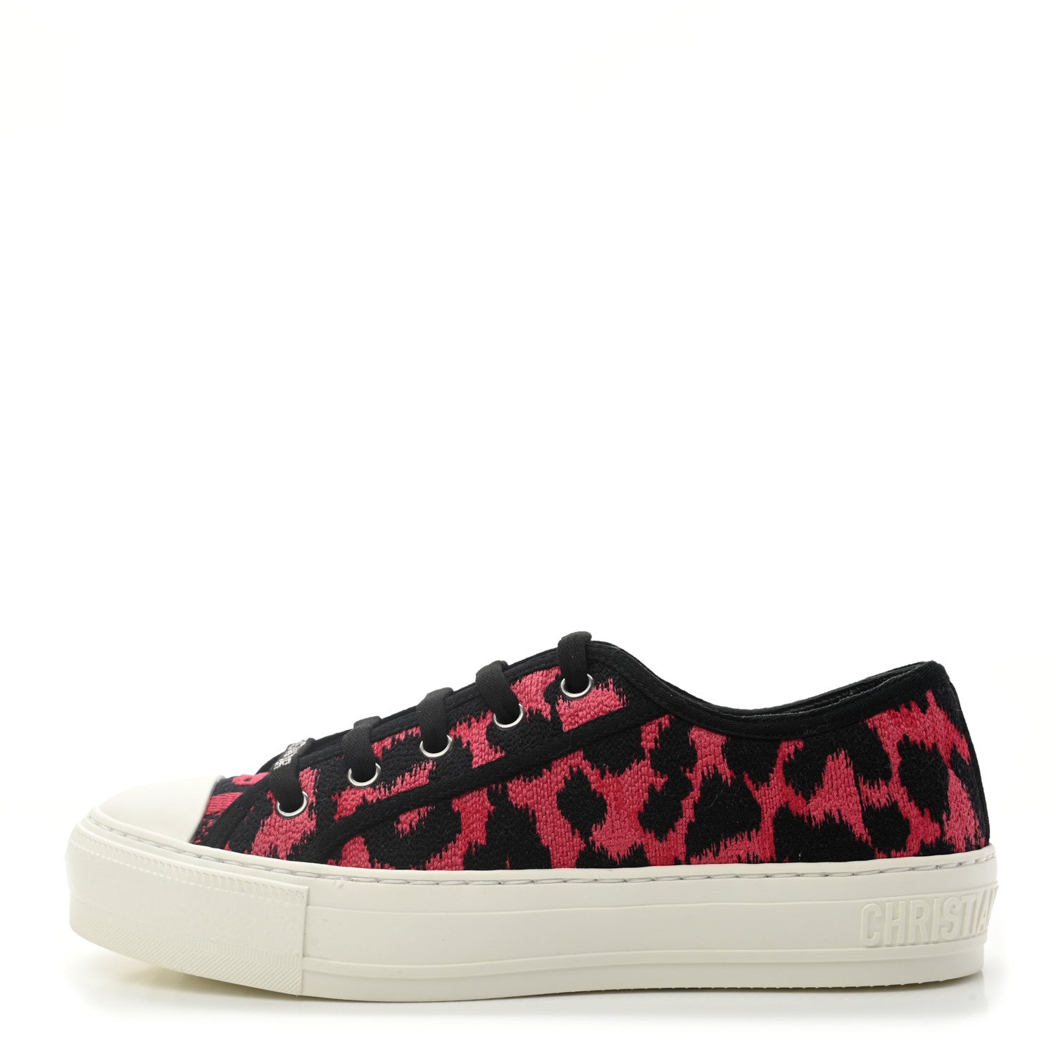 Christian Dior Cotton Mizza Embroidered Walk'N'Dior Low Top Sneakers 36.5 Red Multicolor 1 of 9