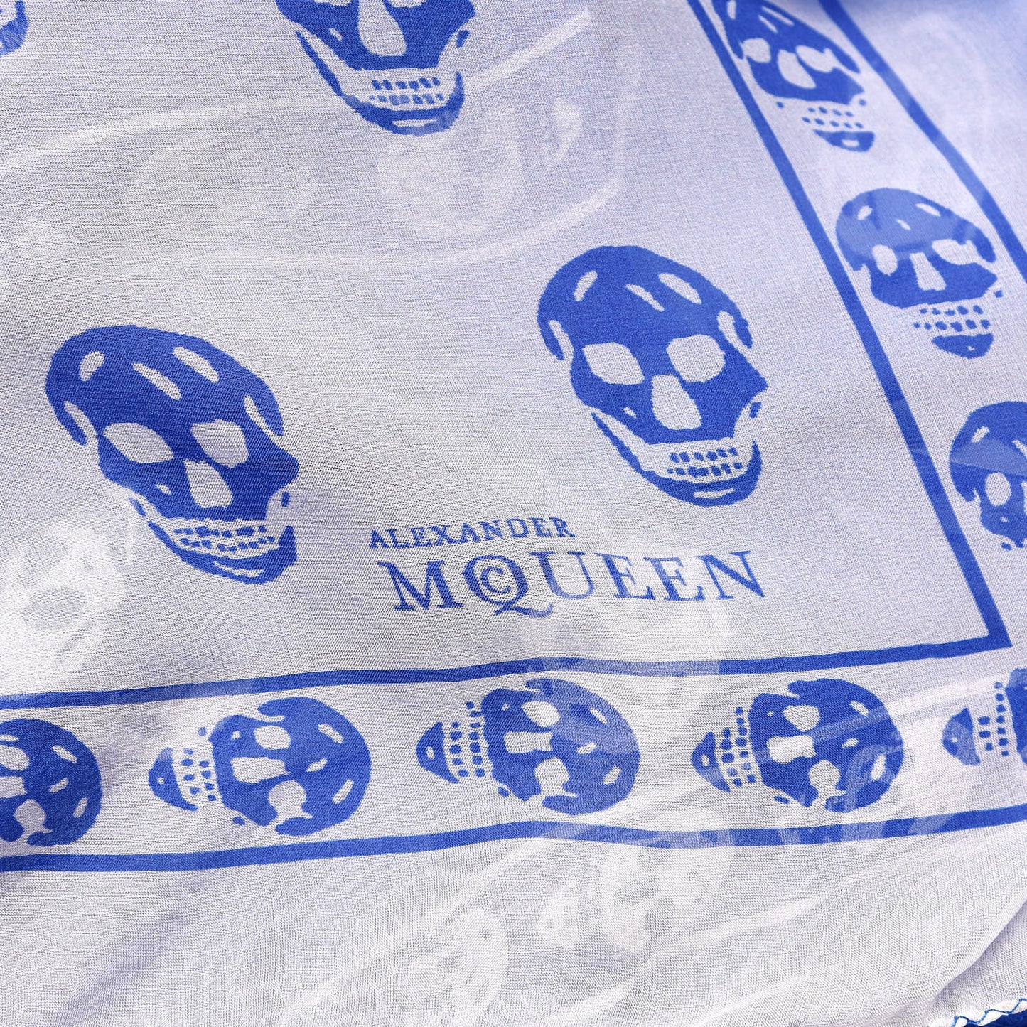 Silk Degrade Skull Scarf Royal Blue White