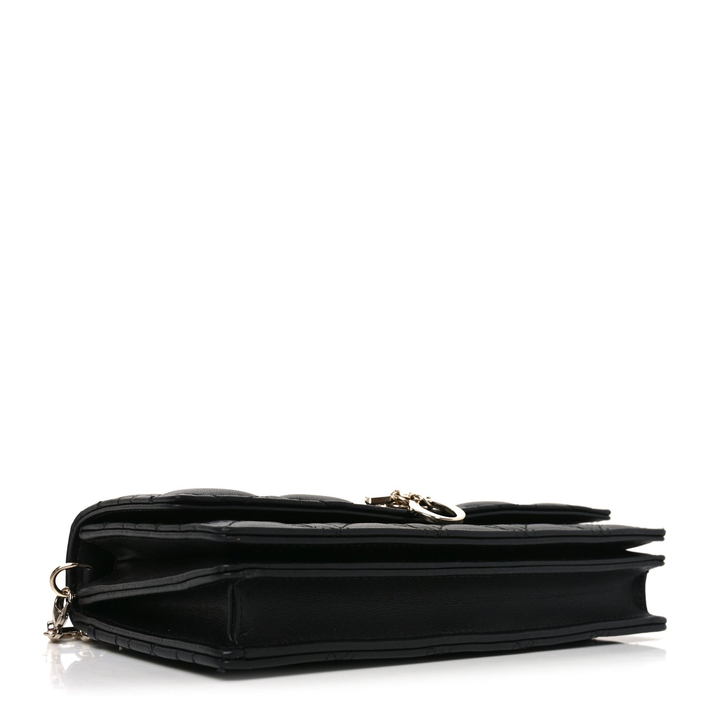 Lambskin Cannage Lady Dior Phone Pouch Black