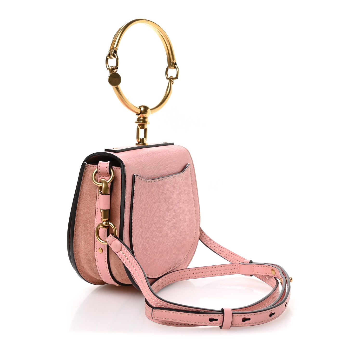 Calfskin Suede Small Nile Bracelet Bag Washed Pink