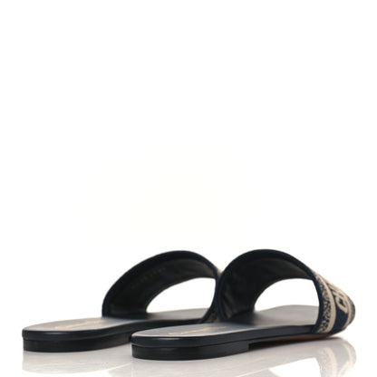 Christian Dior Canvas Embroidered Dway Mules Slide Sandals 41 Deep Blue 4 of 9