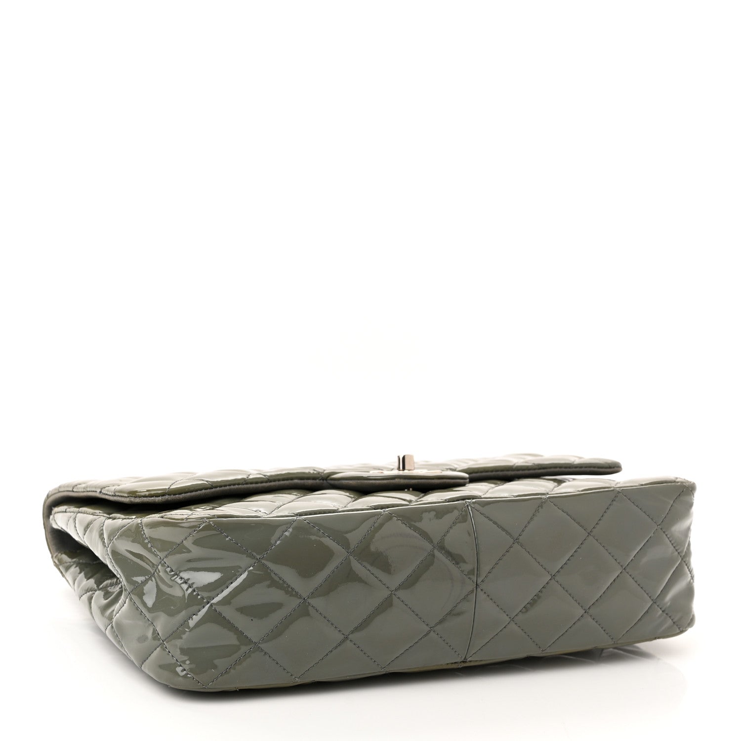 Chanel Patent Quilted Jumbo Single Flap Grey 4 of 15