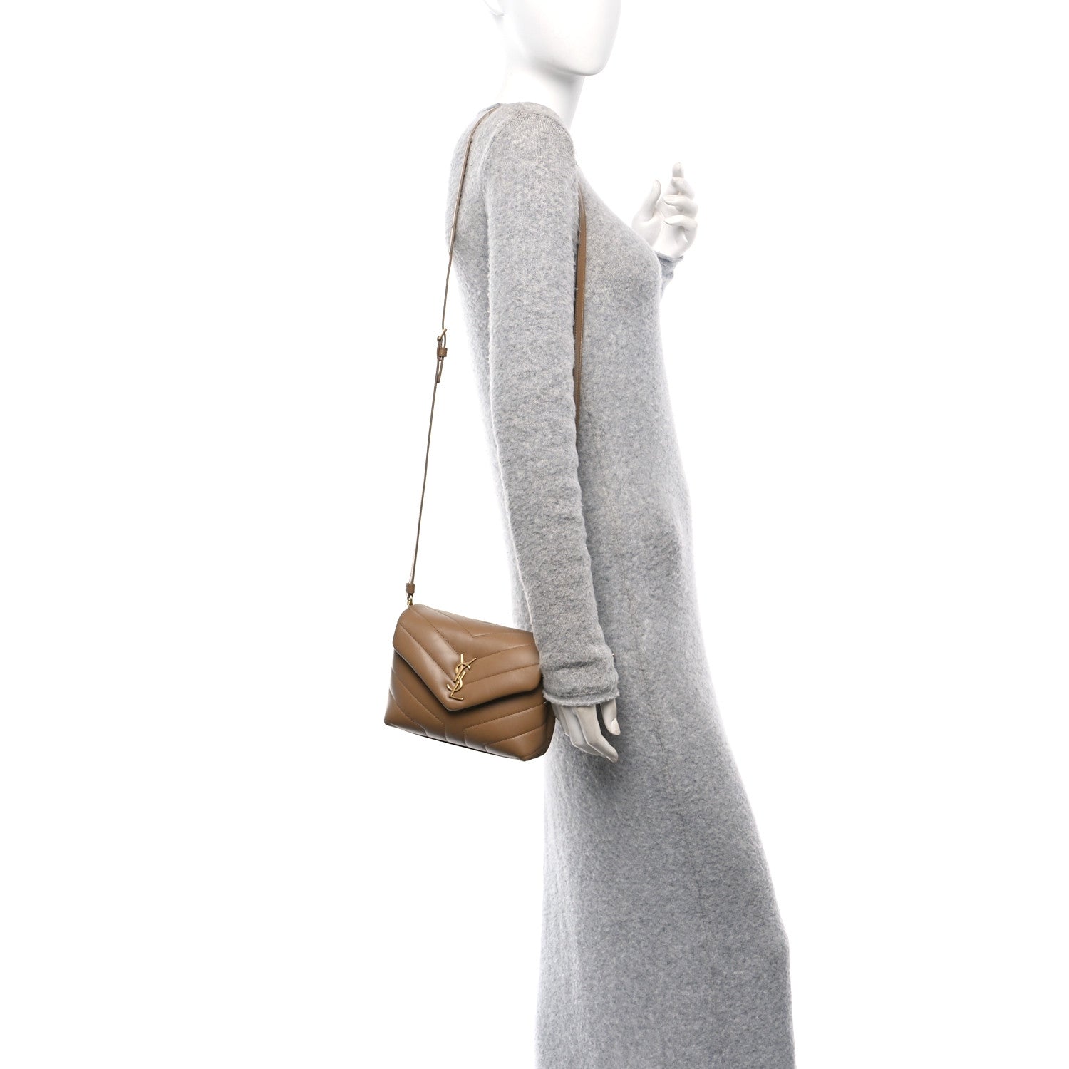 Saint Laurent Calfskin Y Quilted Monogram Toy Loulou Crossbody Bag Natural Tan 2 of 11