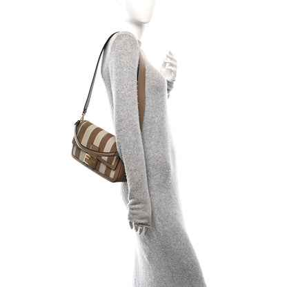 Fendi Canvas Pequin Striped Baguette Beige Sand 2 of 9