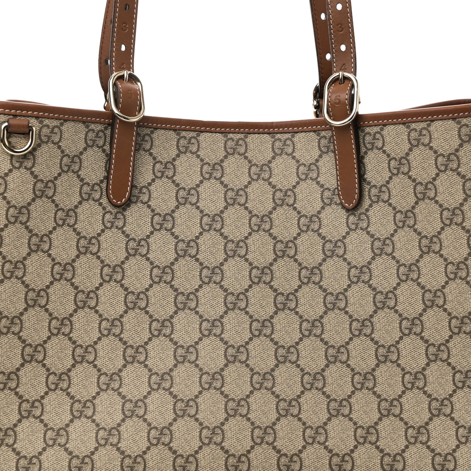 Gucci GG Supreme Monogram Emblem Large Tote Bag Beige Dark Brown 6 of 8