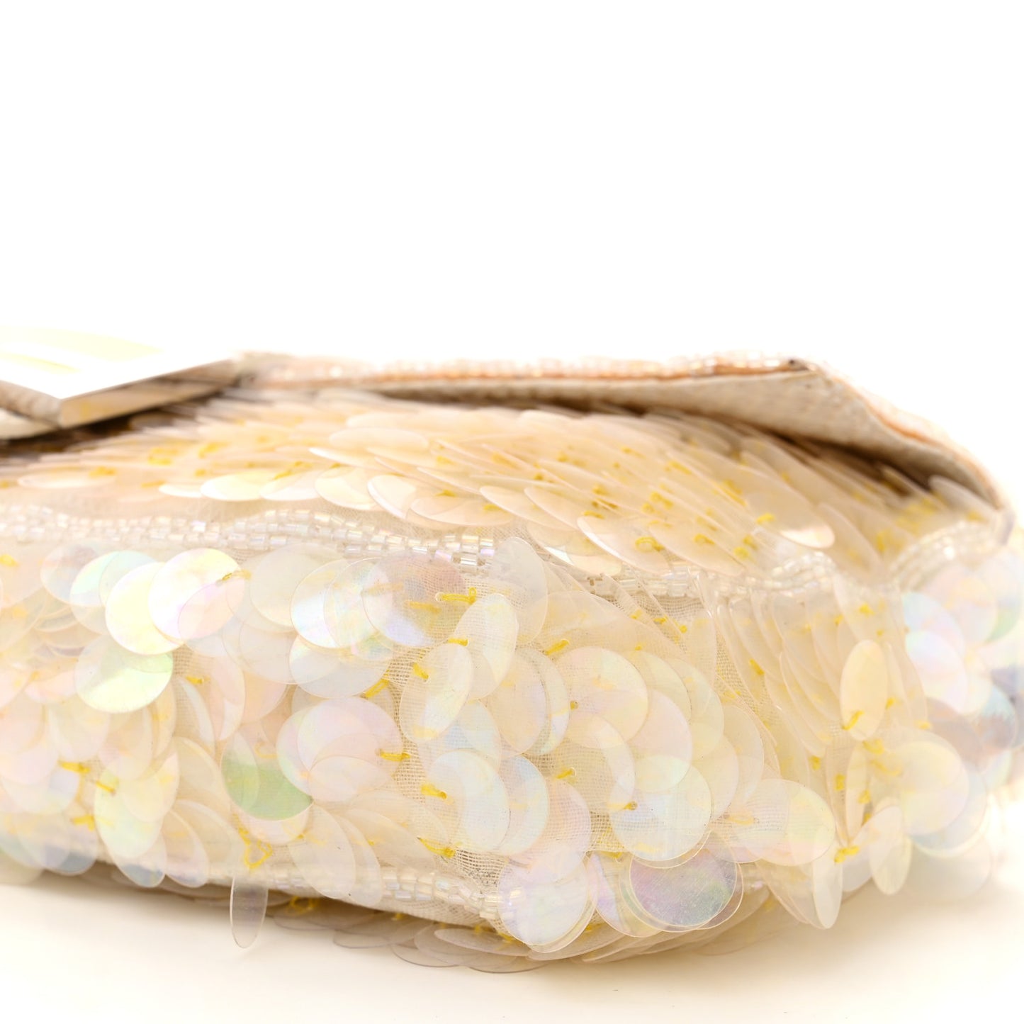 Sequin Paillettes Snakeskin Baguette White