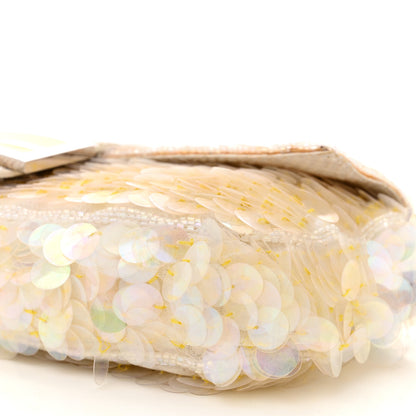 Fendi Sequin Paillettes Snakeskin Baguette White 10 of 11
