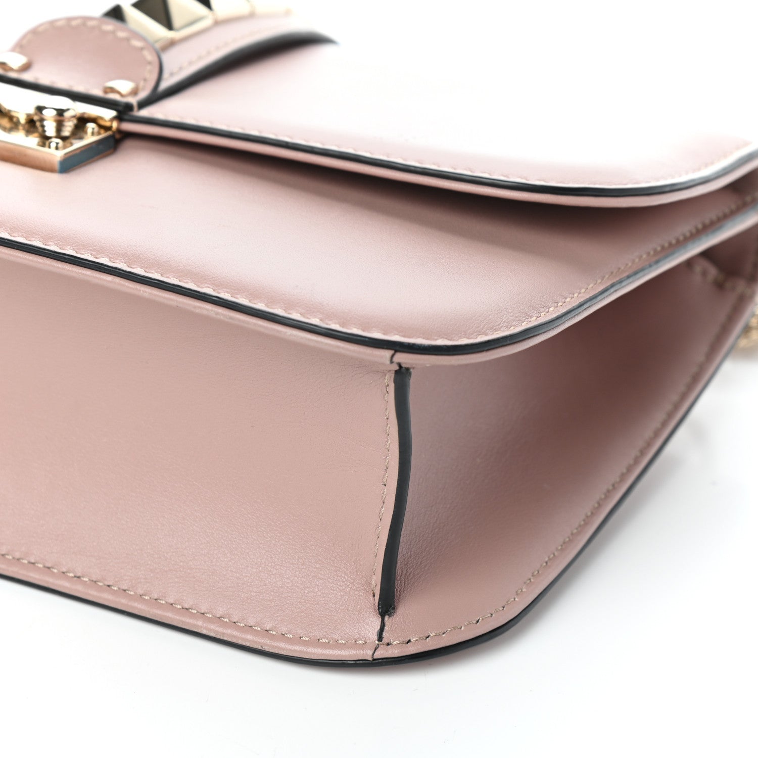 Valentino Garavani Vitello Medium Glam Lock Rockstud Flap Poudre 9 of 9