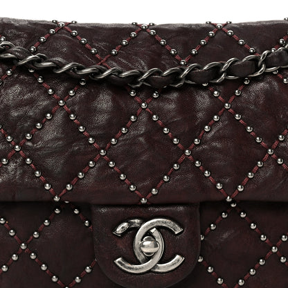 Chanel Washed Lambskin Studded Metal Beauty Flap Burgundy 9 of 11