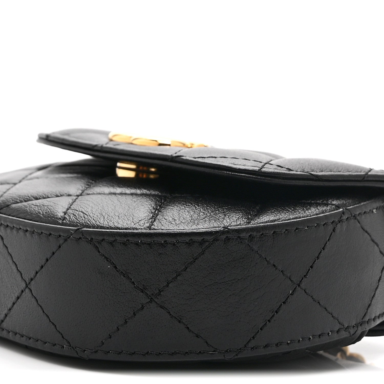 Chanel Shiny Aged Calfskin Quilted Mini Top Handle Clutch With Chain Black 10 of 10