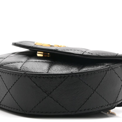 Chanel Shiny Aged Calfskin Quilted Mini Top Handle Clutch With Chain Black 10 of 10
