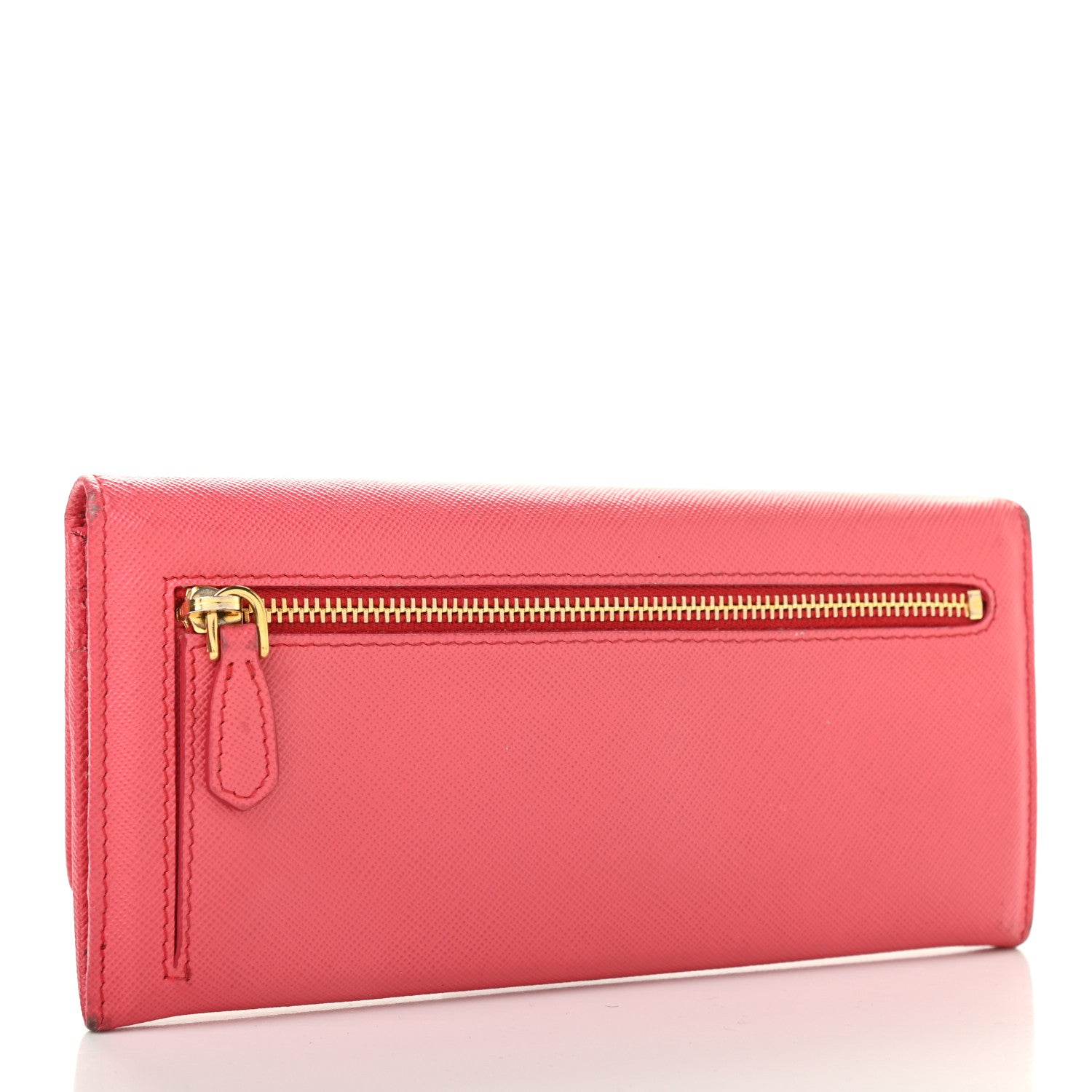 Prada Saffiano Metal Continental Flap Wallet Fragola 3 of 15