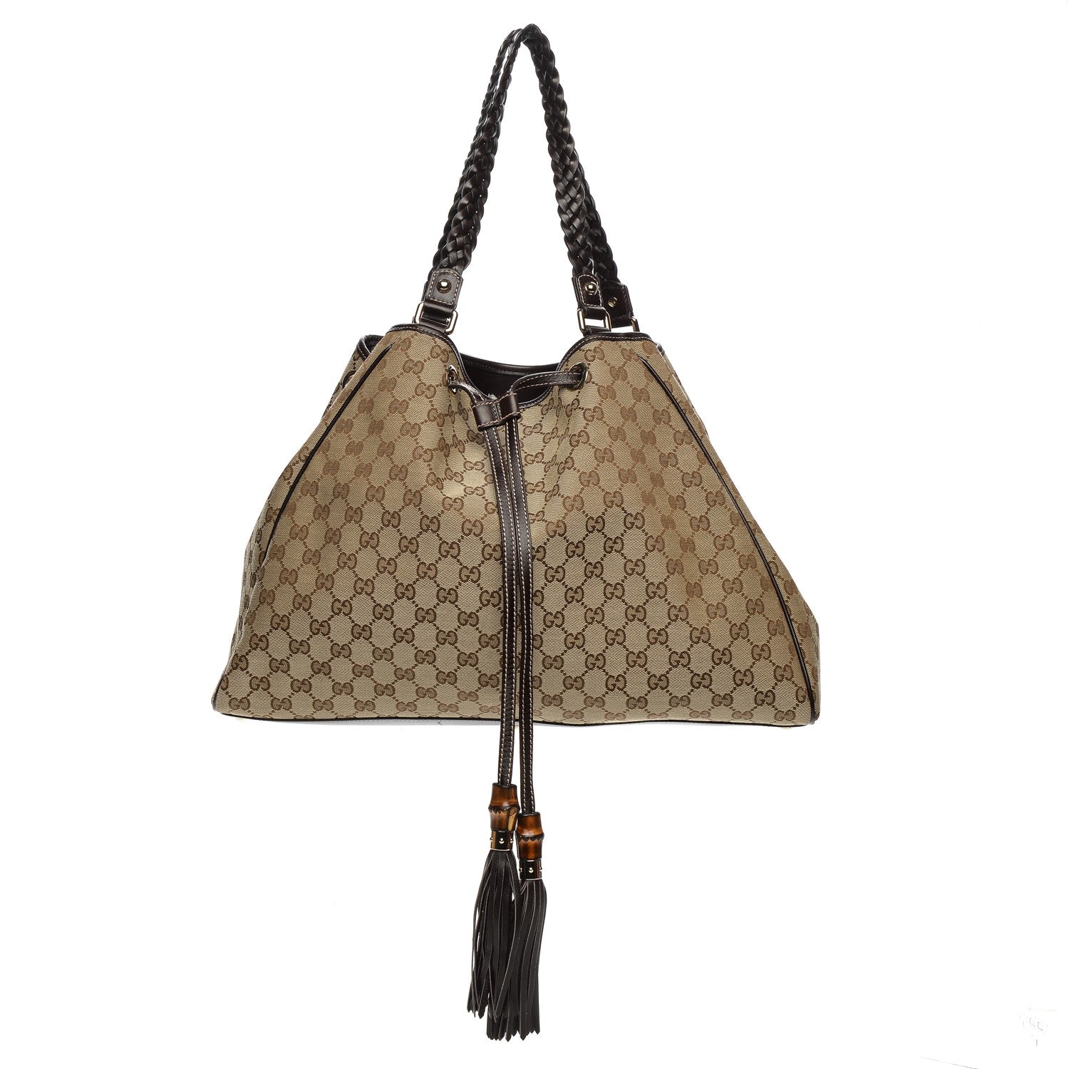 Gucci Monogram Peggy Braided Tote Dark Brown 1 of 7