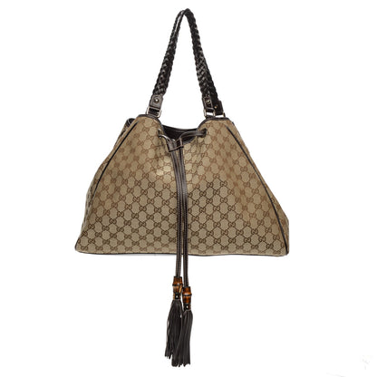 Gucci Monogram Peggy Braided Tote Dark Brown 1 of 7