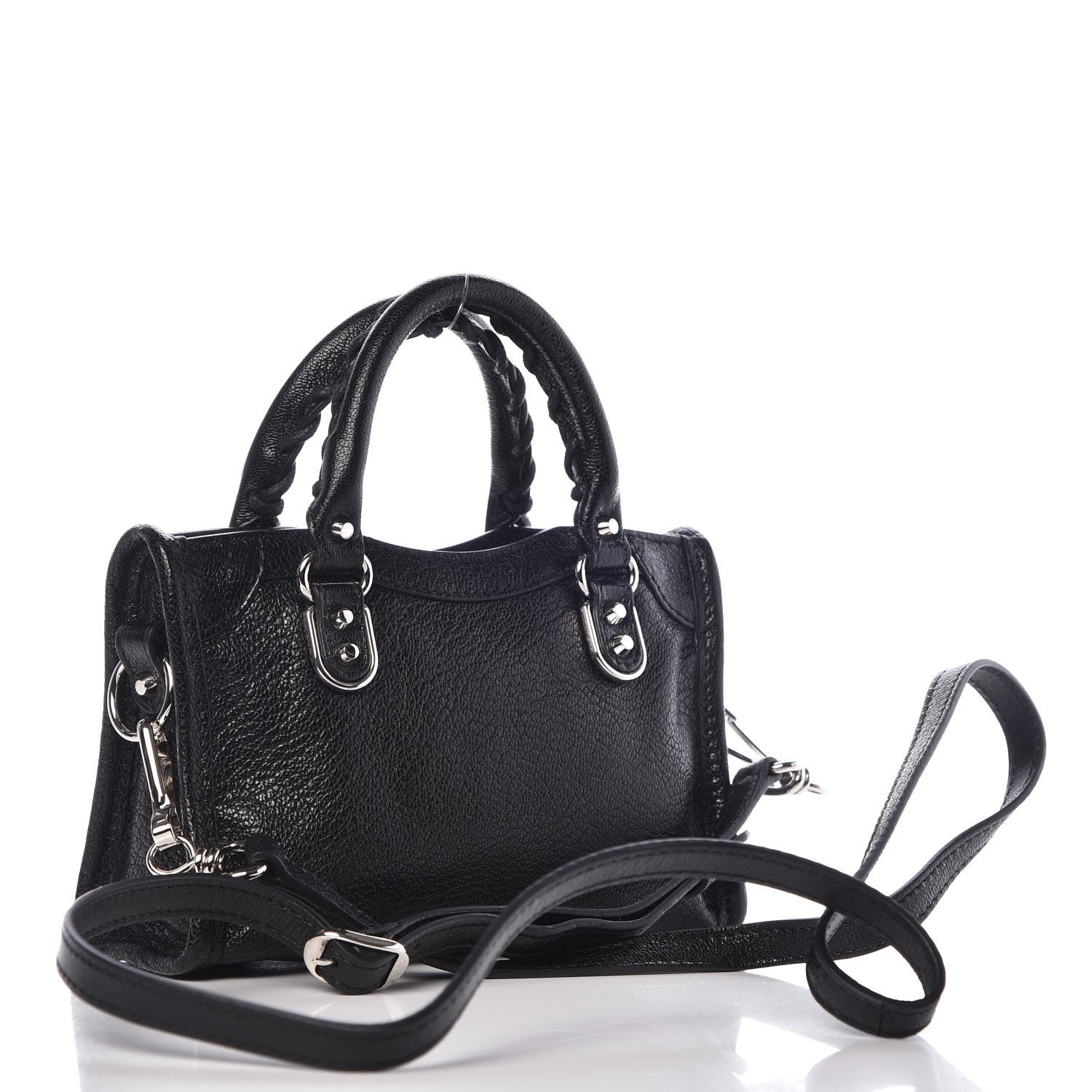 Balenciaga Chevre Silver Metallic Edge Hardware Nano City Black 3 of 7
