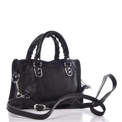 Balenciaga Chevre Silver Metallic Edge Hardware Nano City Black 3 of 7