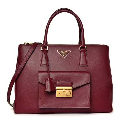 Prada Saffiano Lux Galleria Front Pocket Tote Cerise 2 of 8