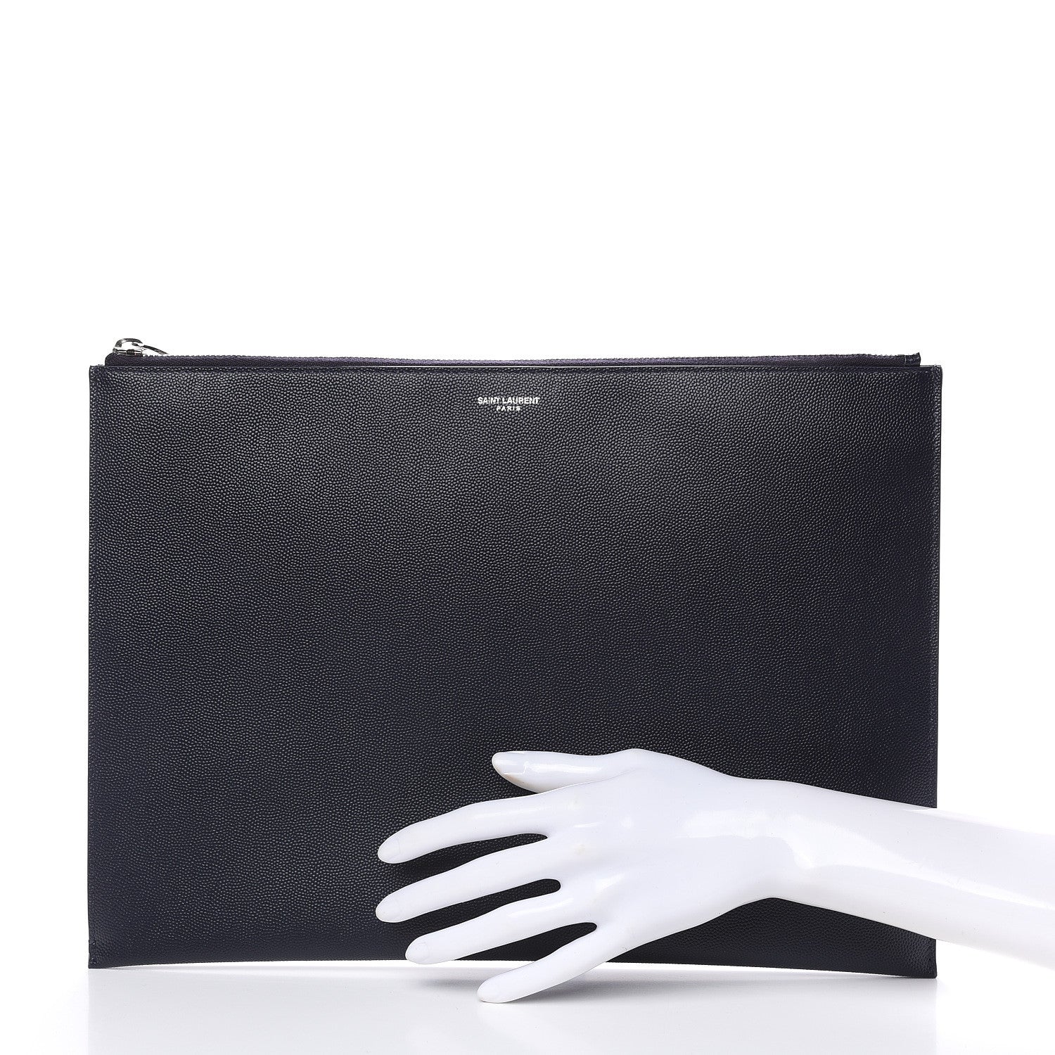 Saint Laurent Matte Grain De Poudre Zipped Document Holder Deep Marine 2 of 9
