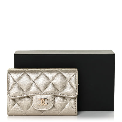 Chanel Metallic Caviar Quilted Flap Card Holder Gold 11 of 11