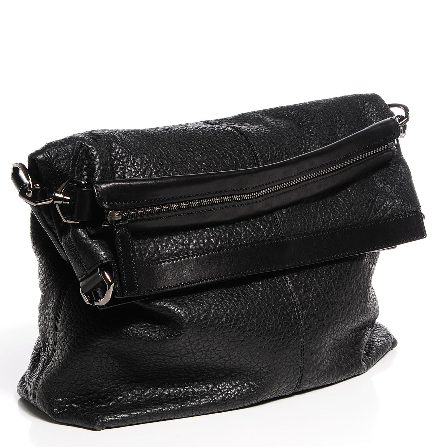Pebbled Calfskin Nightingale Messenger Black