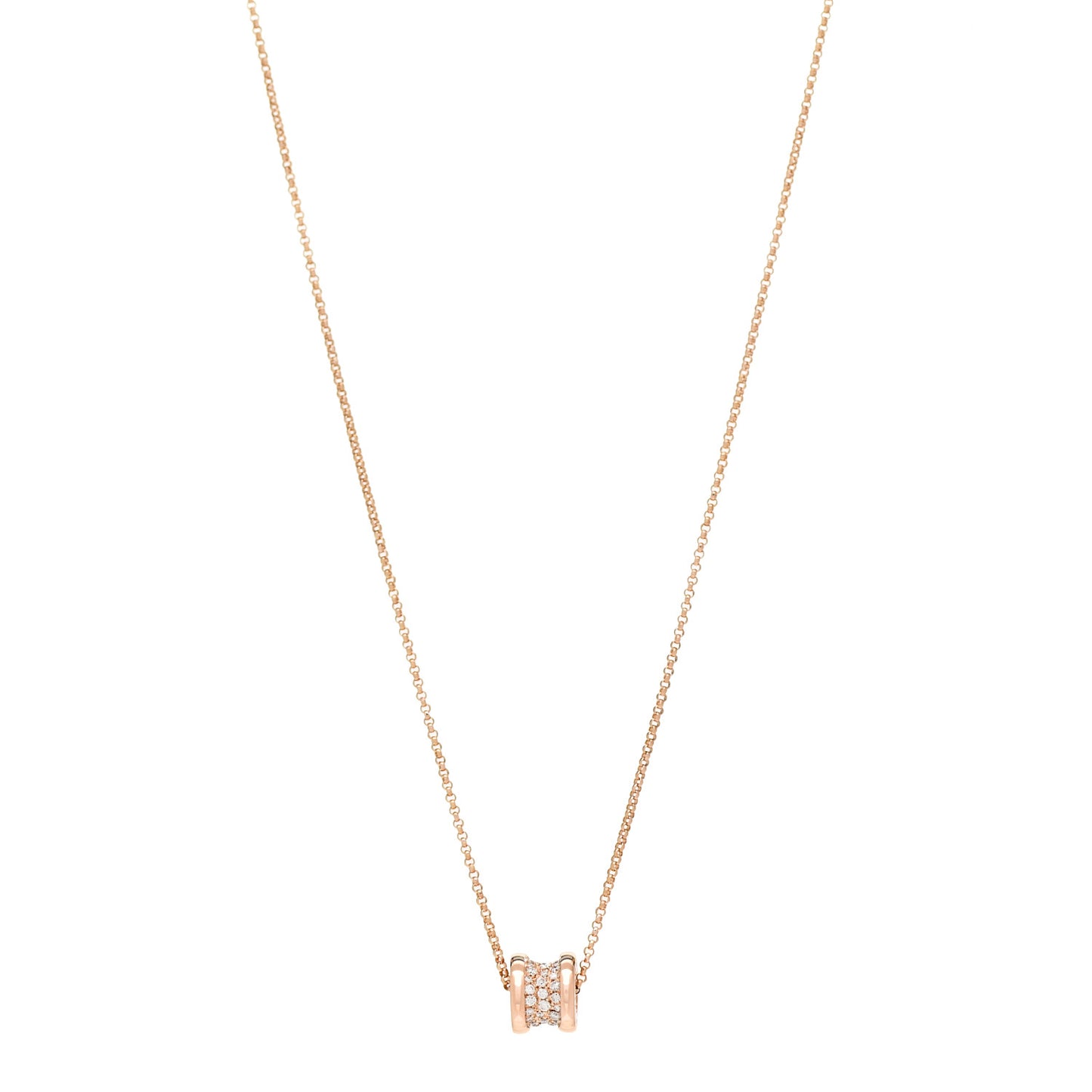 18K Rose Gold Diamond Small B.Zero1 Pave Pendant Necklace