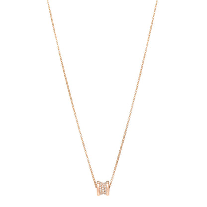 Bulgari 18K Rose Gold Diamond Small B.Zero1 Pave Pendant Necklace 1 of 8