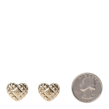Chanel Quilted CC Heart Earrings Gold 2 of 5