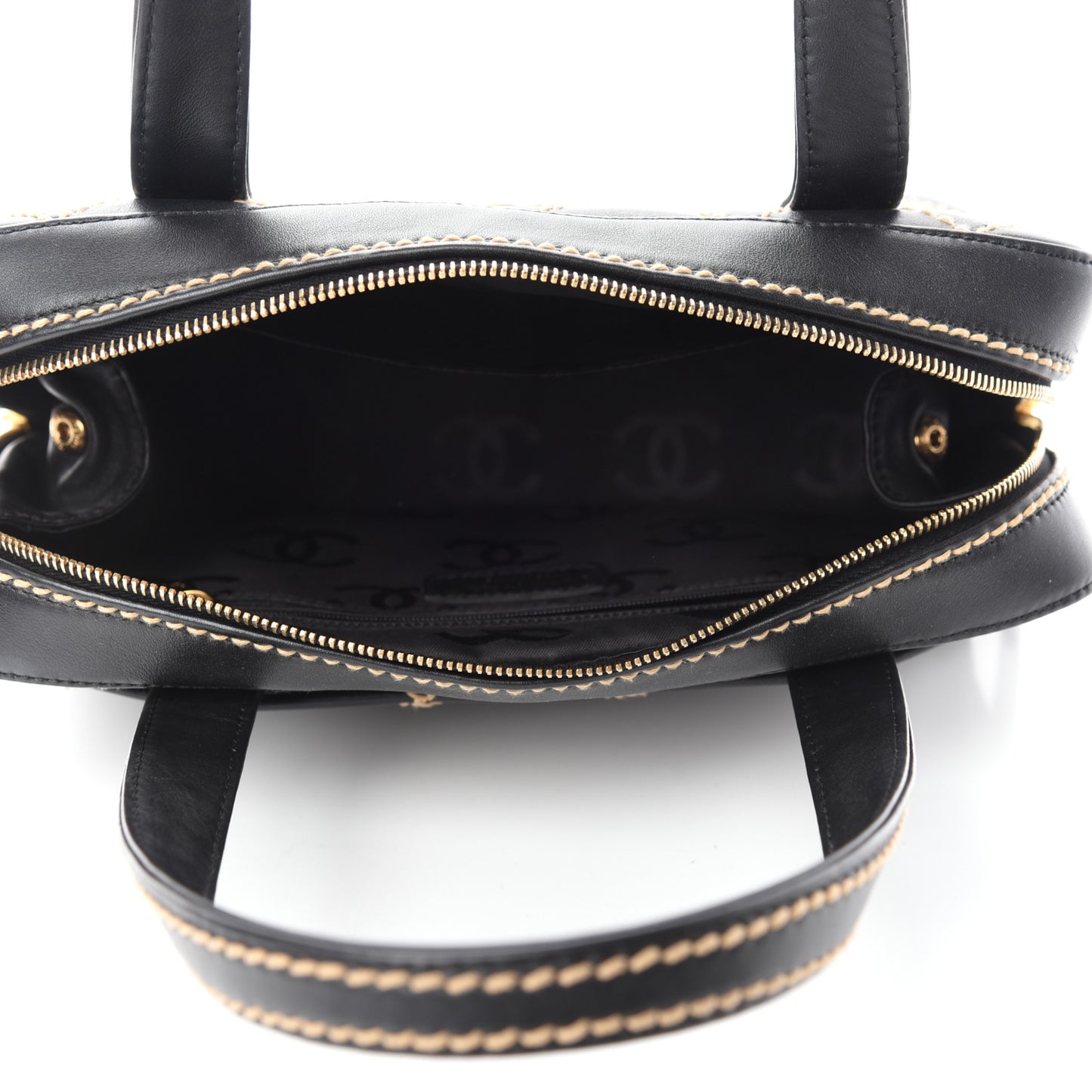Calfskin Contrast Stitch Surpique Bowler Black