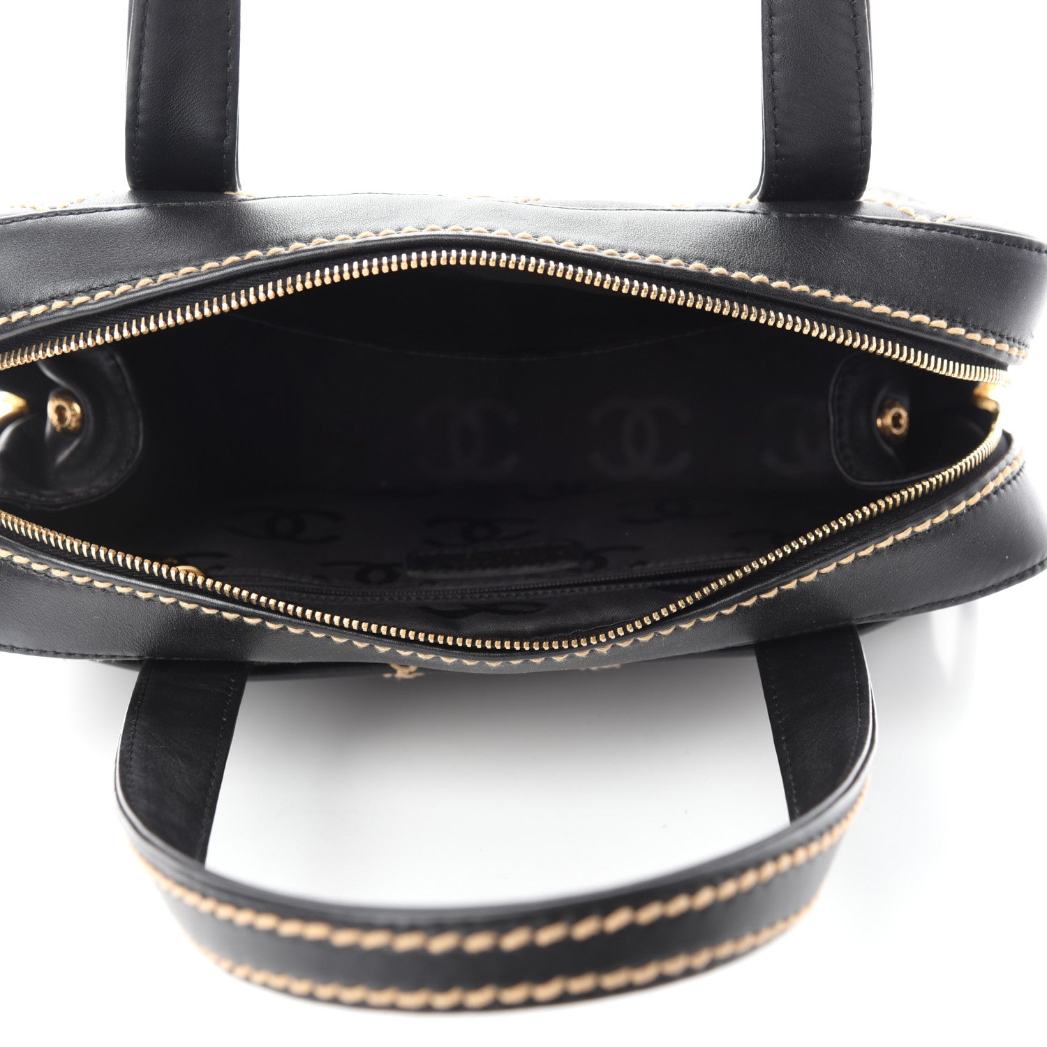 Chanel Calfskin Contrast Stitch Surpique Bowler Black 6 of 11