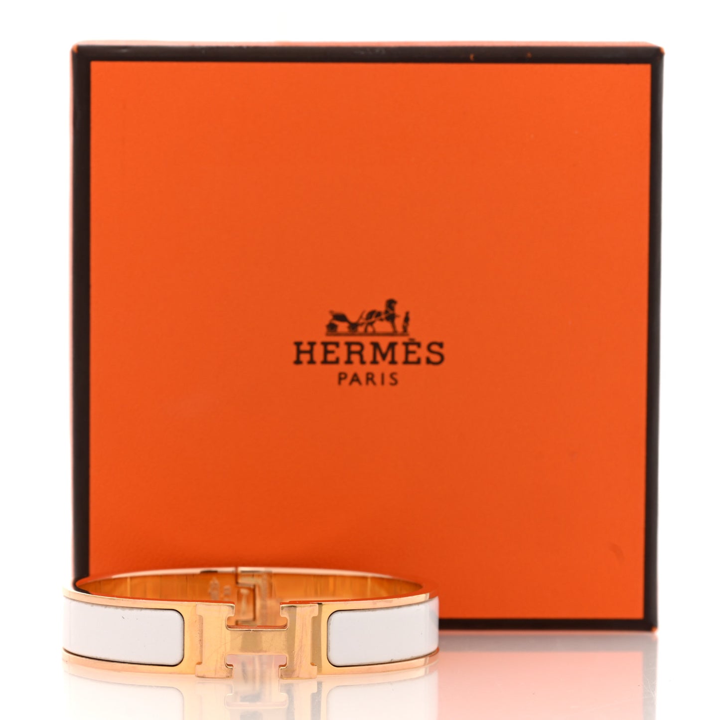 Enamel Narrow Clic Clac H Bracelet PM White