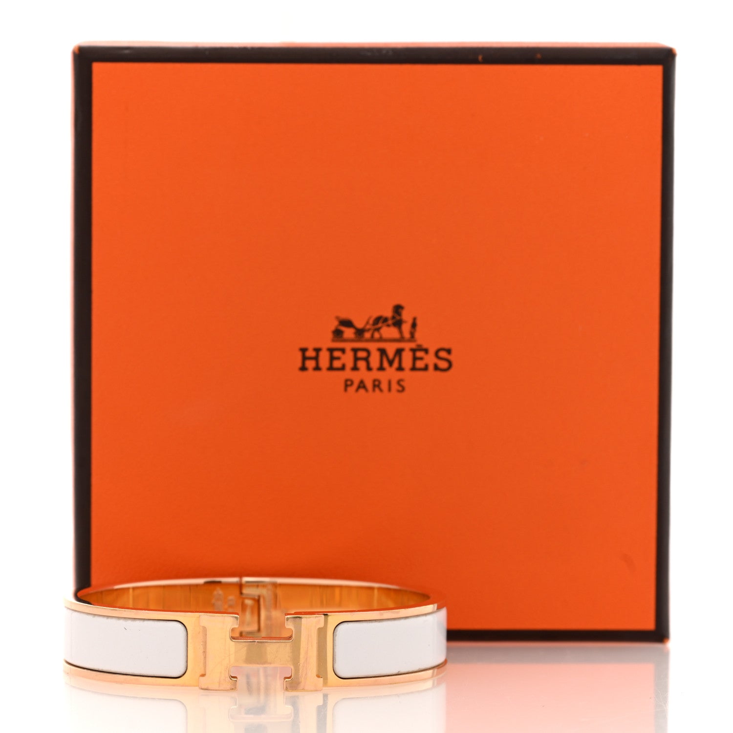 Hermes Enamel Narrow Clic Clac H Bracelet PM White 5 of 5