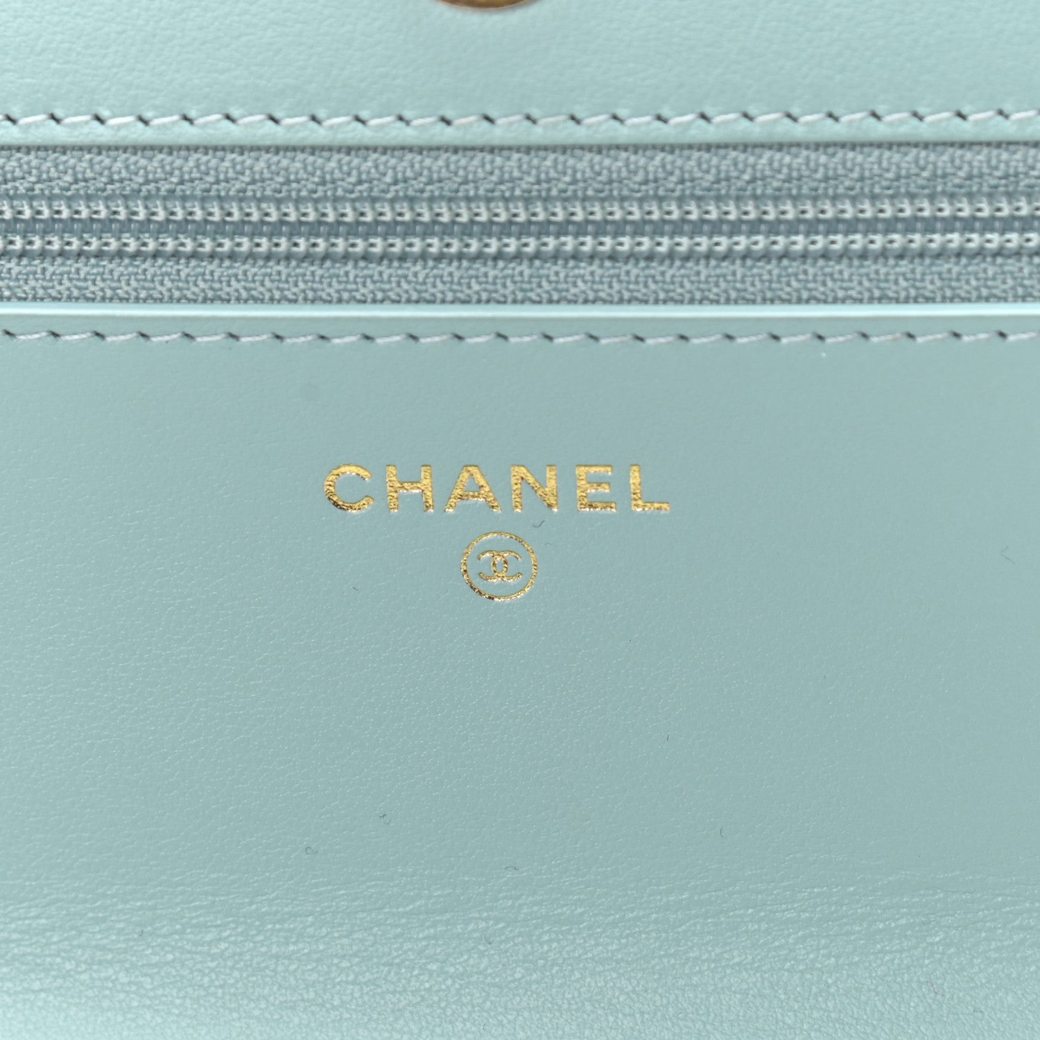 Chanel Lambskin Quilted Chanel 19 Wallet On Chain WOC Light Blue 6 of 10